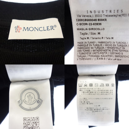 美品◆モンクレール スウェット MAGLIA GIROCOLLO 22AW ロゴ ワッペン付き メンズ ブラック サイズM MONCLER【AFB41】