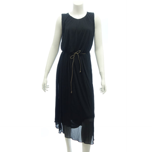 Good condition ◆Salvatore Ferragamo Long Dress with Belt Women's Black Size 42 Salvatore Ferragamo [AFB31] 