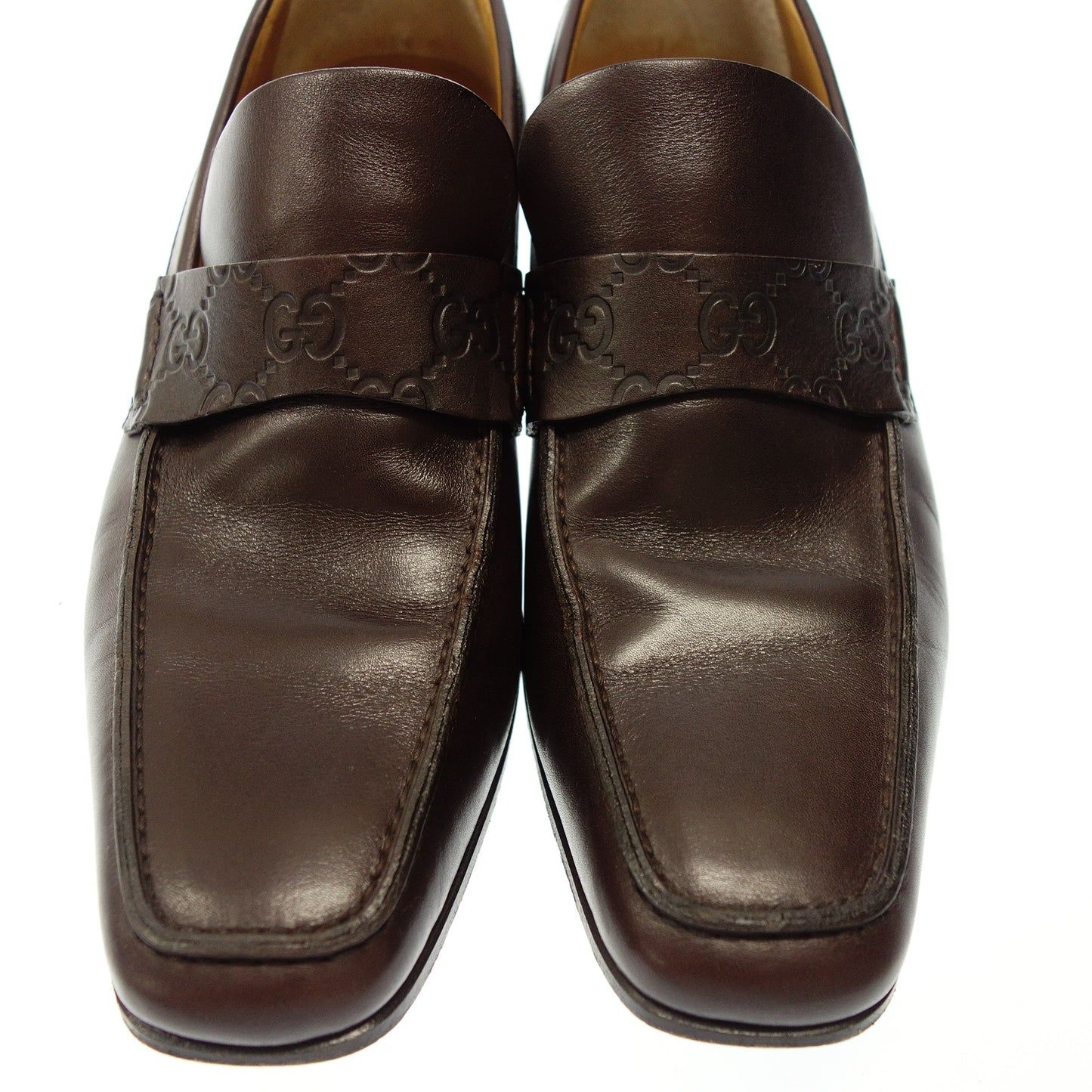 Good condition ◆ Gucci Leather Loafer GG Men's 39E Brown GUCCI [AFC3] 