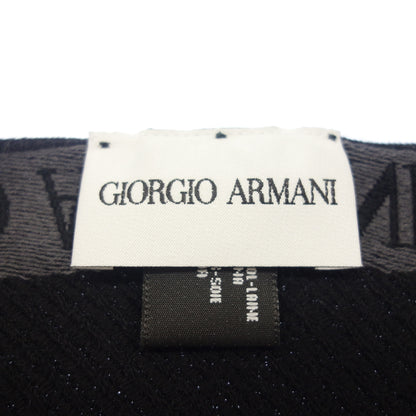 美品◆ジョルジオ アルマーニ マフラー ウール シルク ブラック系 GIORGIO ARMANI【AFI20】