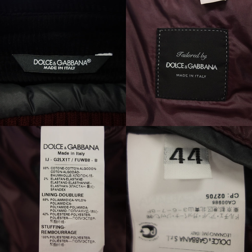 Dolce &amp; Gabbana 灯芯绒夹克对接拉链男式 44 黑色 DOLCE&amp;GABBANA [AFB35] [二手] 