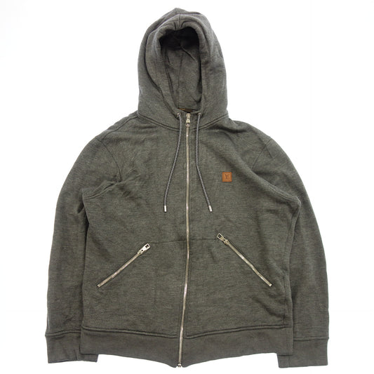 Used ◆Louis Vuitton Zip Up Parka Silver Metal Fittings LV Leather Patch Gray Size M Men's LOUIS VUITTON [AFB19] 