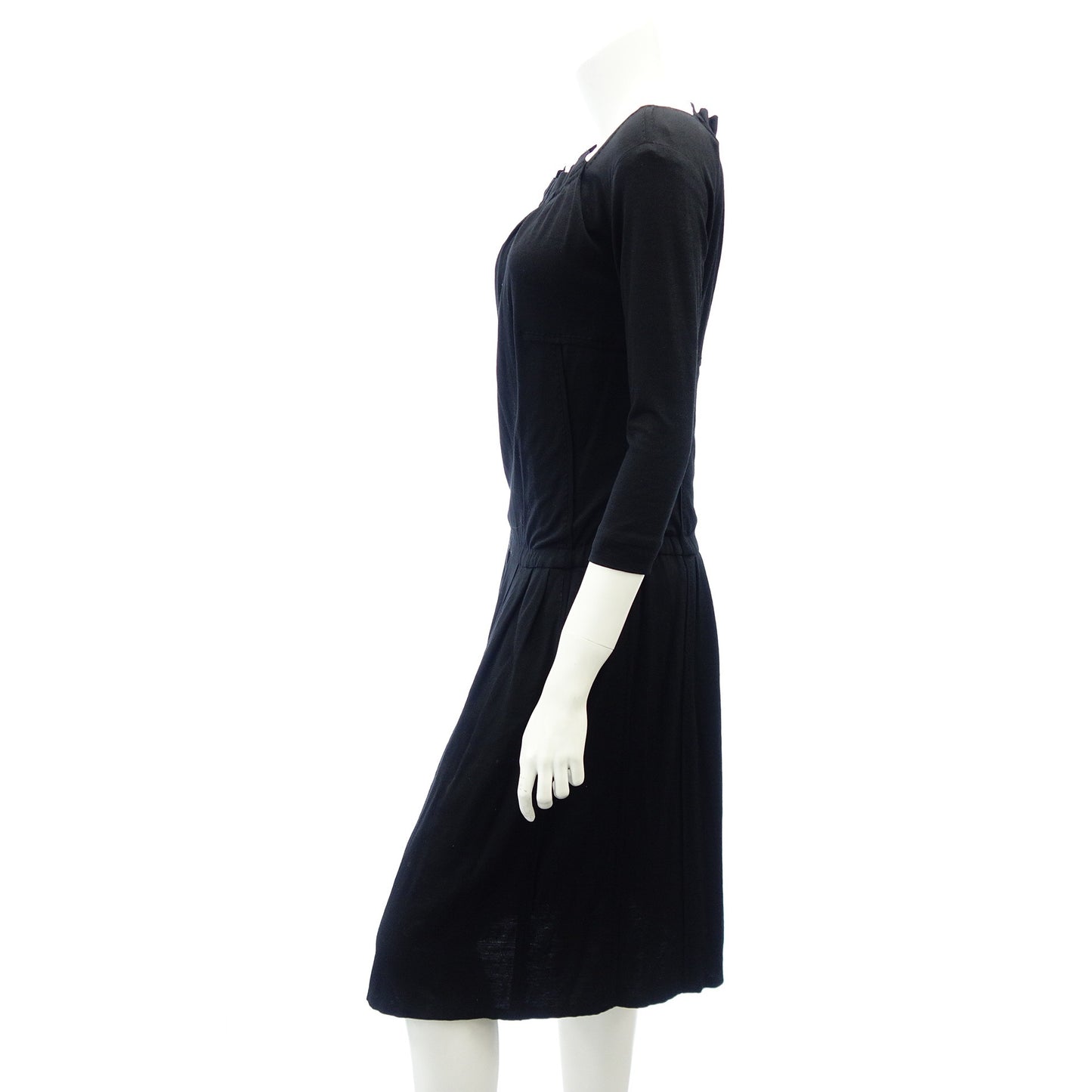 Good condition ◆Louis Vuitton Long Dress Wool x Silk RW072A Women's Black Size 36 LOUIS VUITTON [AFB23] 