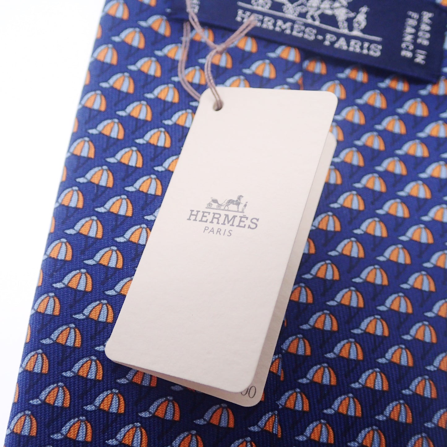 Like new ◆Hermes necktie, all over pattern, 100% silk, navy, with box HERMES [AFI18] 