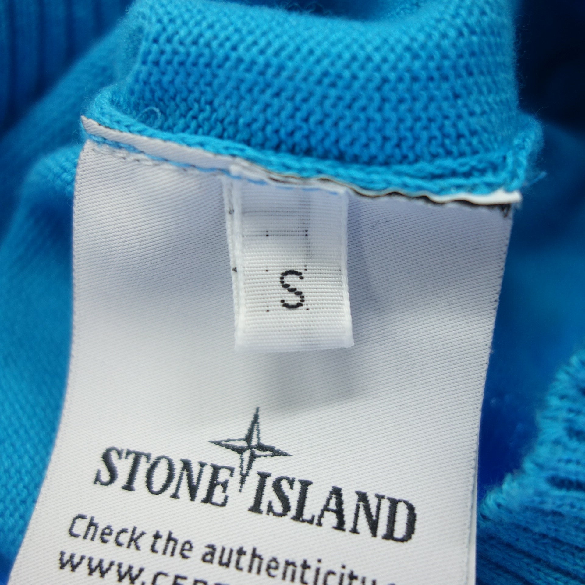 ストーンアイランド ニットセーター 肩ワッペン メンズ ブルー S STONE