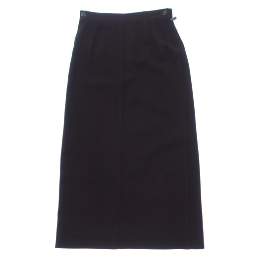 Good Condition◆Hermes Silk Skirt Margiela Period Leather Pull Ladies Brown 36 HERMES [AFB35] 