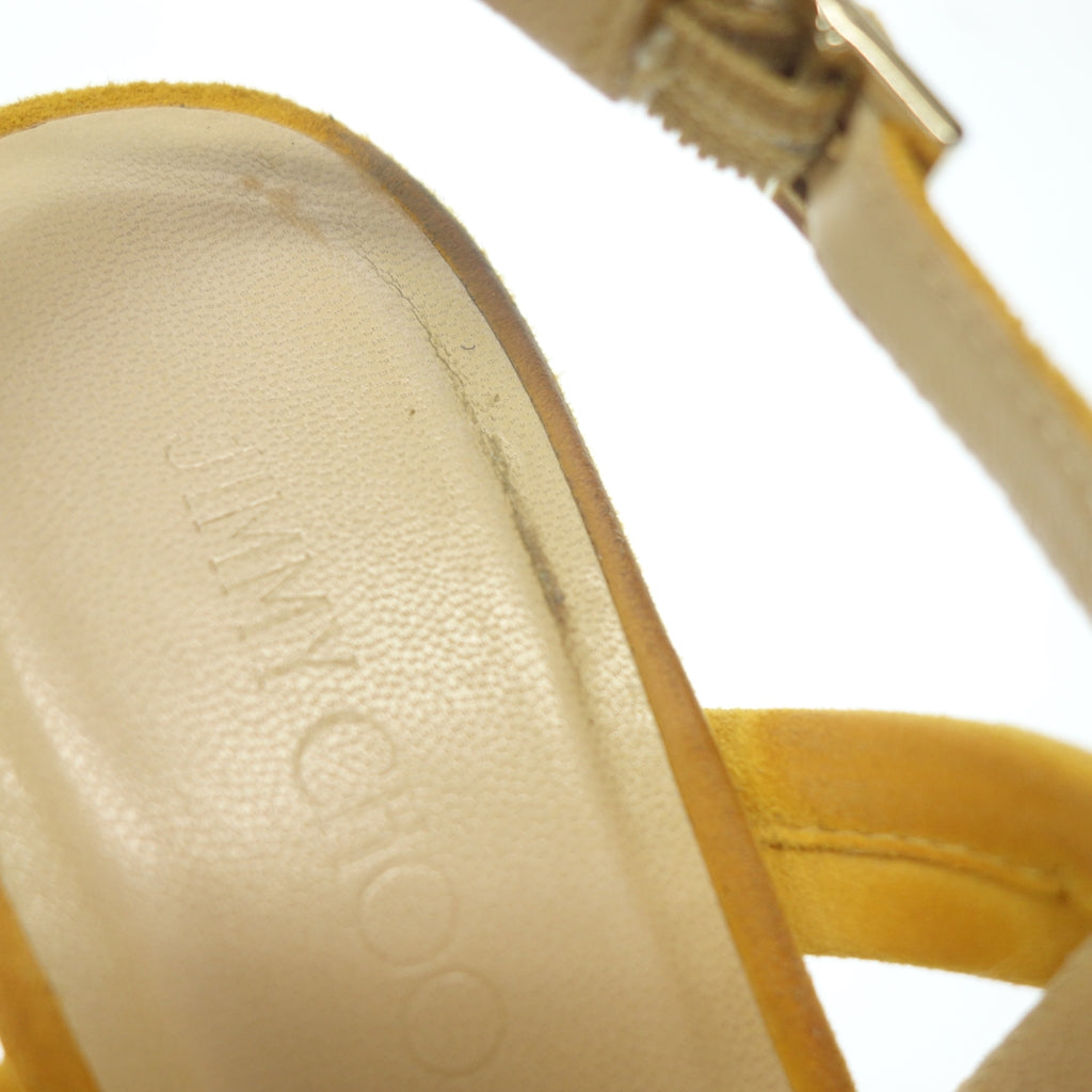 Used ◆JIMMY CHOO sandals pumps suede espadrilles wedge sole ladies size 37 yellow JIMMY CHOO [AFD7] 