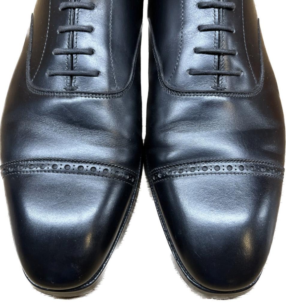 美品◆クロケット&ジョーンズ パンチドキャップ ベルグレイブ ハンドグレード 黒 UK7E Crockett&Jones BELGRAVE