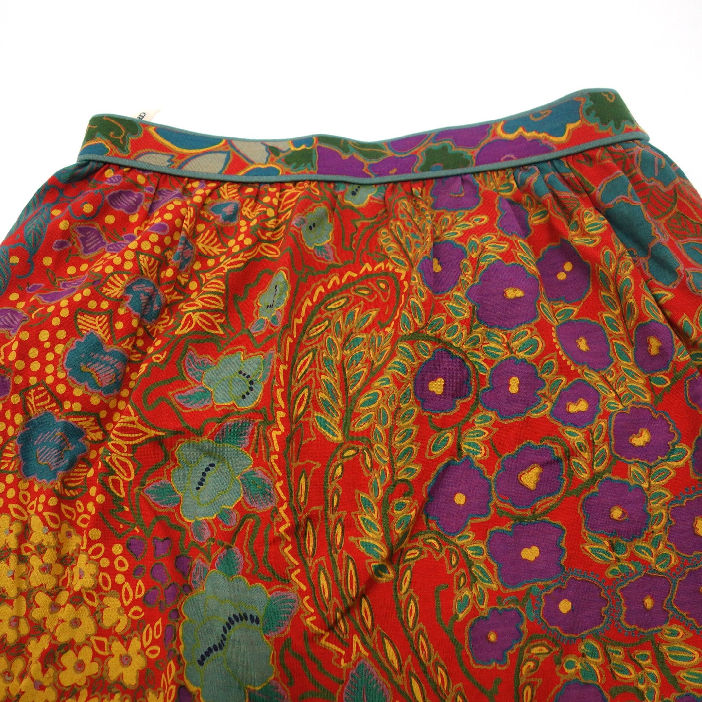 Good condition◆Leonard All-over pattern silk wool skirt ladies W63 red LEONARD [AFB15] 