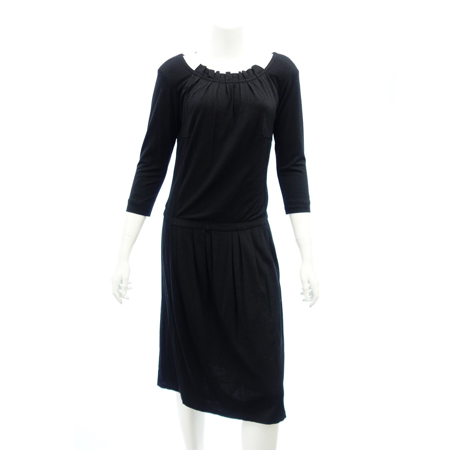 状况良好 ◆Louis Vuitton 长连衣裙 羊毛 x 丝绸 RW072A 女式黑色 尺码 36 LOUIS VUITTON [AFB23] 