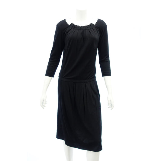 Good condition ◆Louis Vuitton Long Dress Wool x Silk RW072A Women's Black Size 36 LOUIS VUITTON [AFB23] 