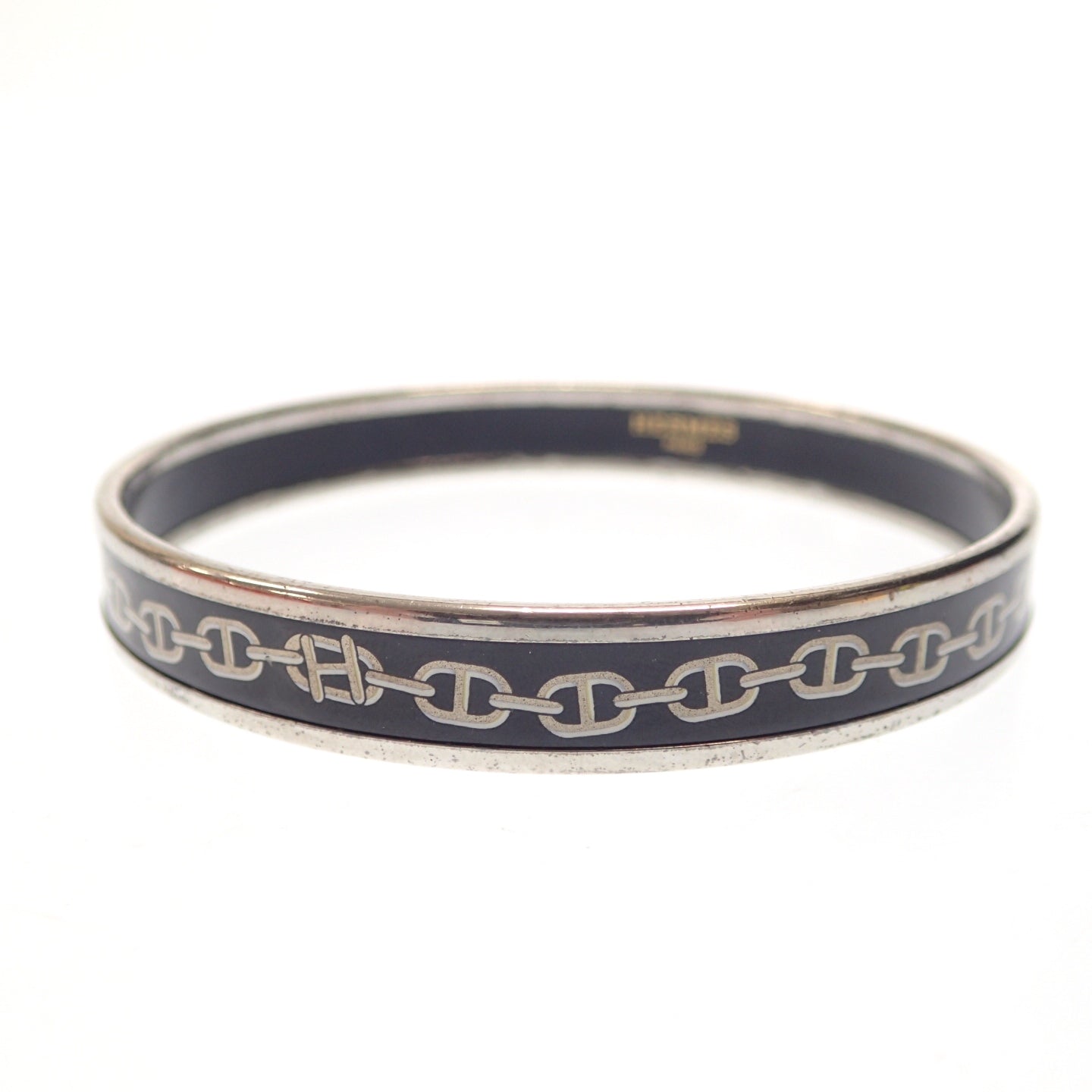 Used ◆Hermes bangle bracelet Chaine d'Ancre black x silver HERMES [LA] 