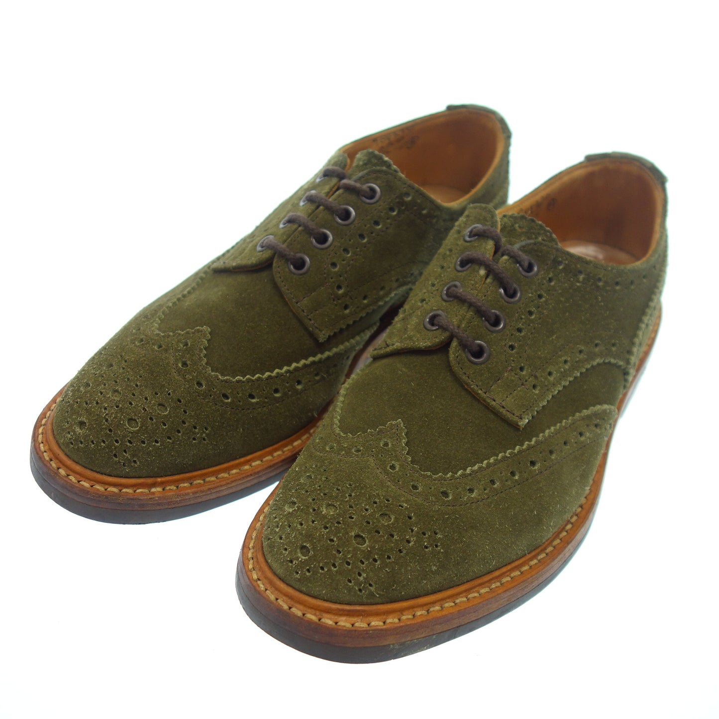 Very good condition ◆ Tricker's Leather Shoes Suede Burton M5633 Men's 7.5 Green Tricker's [AFD1] 