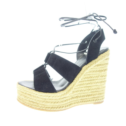 Used ◆Saint Laurent Wedge Sandals Espadrilles Women's 36.5 Black SAINT LAURENT [AFC43] 