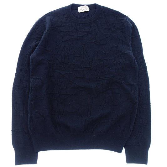 Used ◆Hermes Knit Sweater Cashmere 100 Size S Men's Navy HERMES [AFB13] 