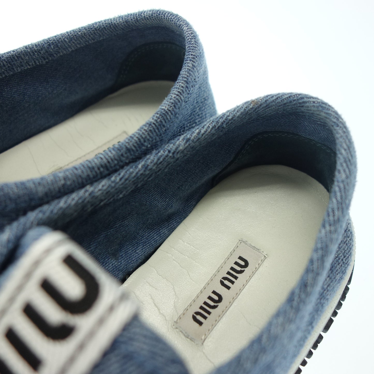 Good condition ◆ Miu Miu lace up sneakers denim bijou ladies 36.5 blue MIUMIU [AFC17] 