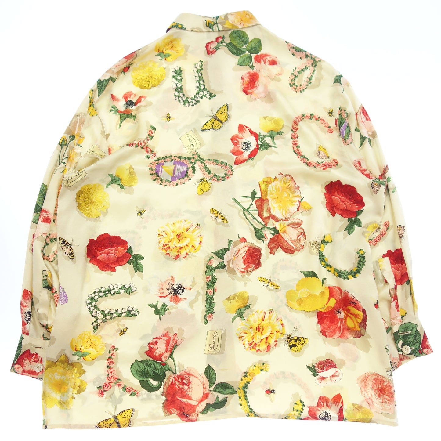 Used ◆ Gucci long sleeve shirt flower pattern silk Tom Ford period beige size 44 ladies GUCCI [AFB4] 