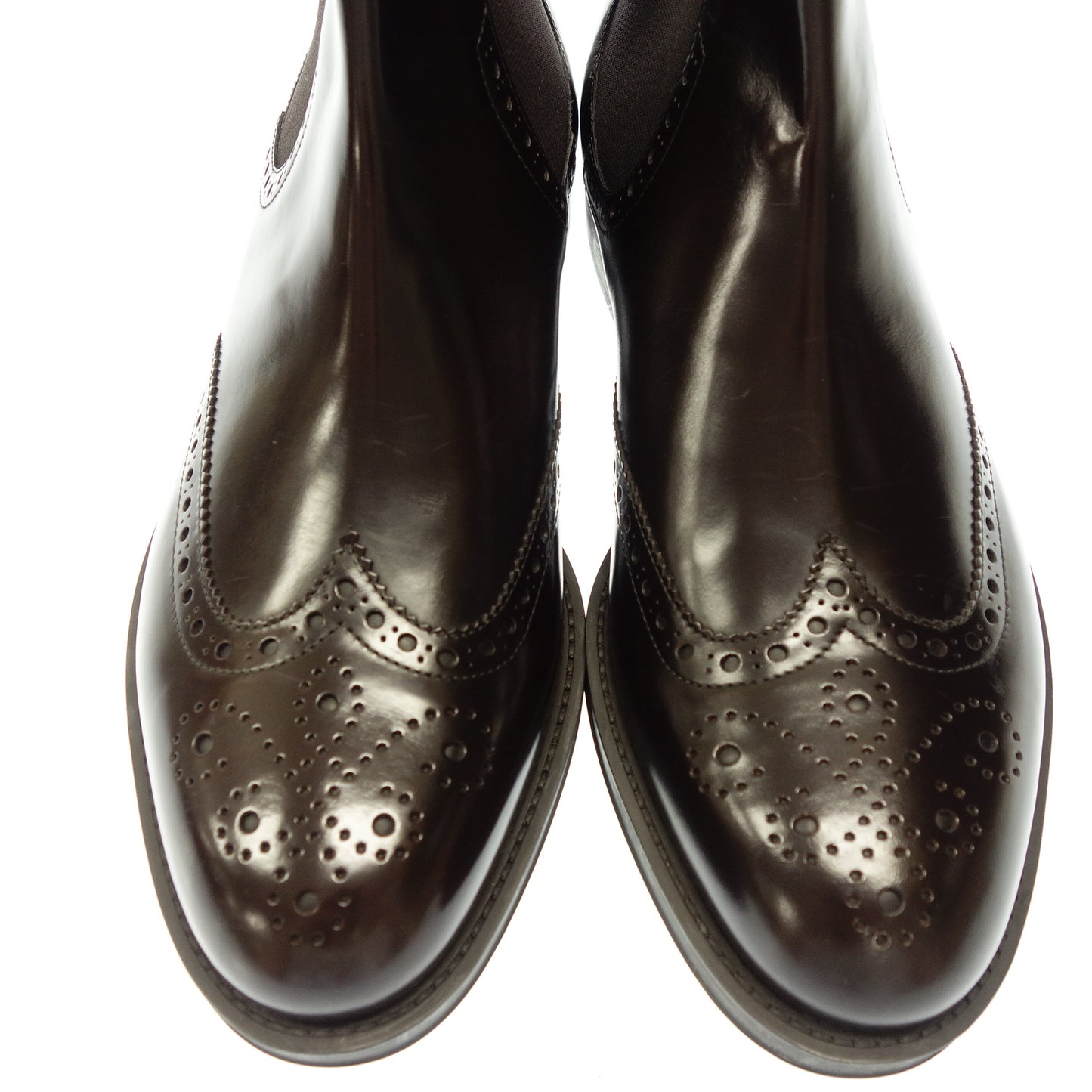 Like new ◆ Giorgio Armani Leather Shoes Side Gore Boots Wing Tip Men's 7 Brown GIORGIO ARMANI [AFC31] 