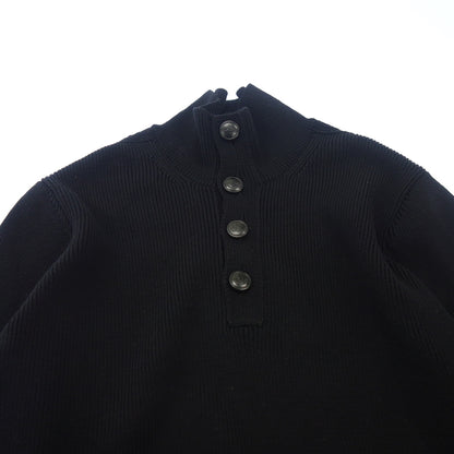 品相良好◆路易威登针织毛衣亨利领徽标纽扣男士黑色 M LOUIS VUITTON [AFB38] 