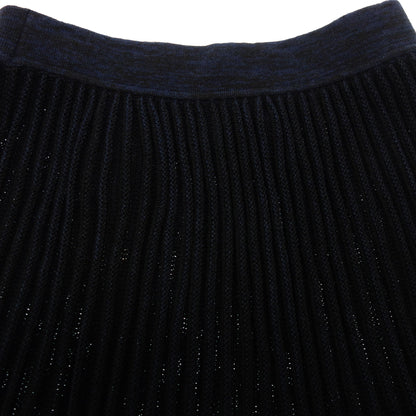 Very beautiful item◆Hermes Knit Skirt Pleated Design Linen x Rayon Size 38 Women's Dark Blue HERMES [AFB38] 