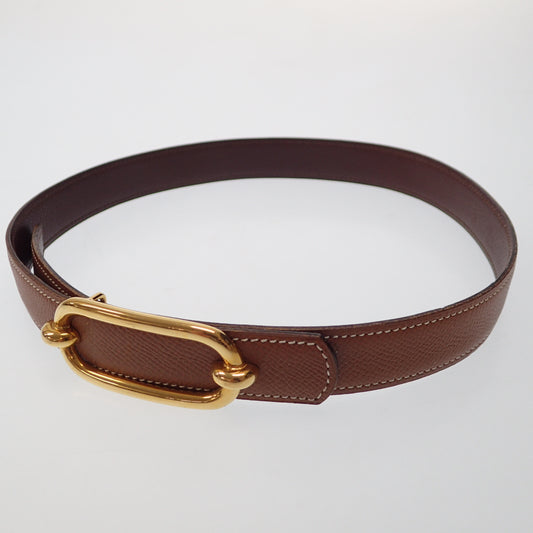 Good condition◆Hermes leather belt gold hardware reversible HERMES [AFI16] 