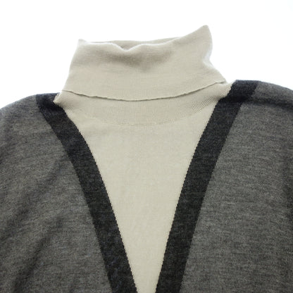 Good Condition◆Hermes Knit Sweater Turtleneck Cashmere 100 Men's Gray Size XL HERMES [AFB53] 