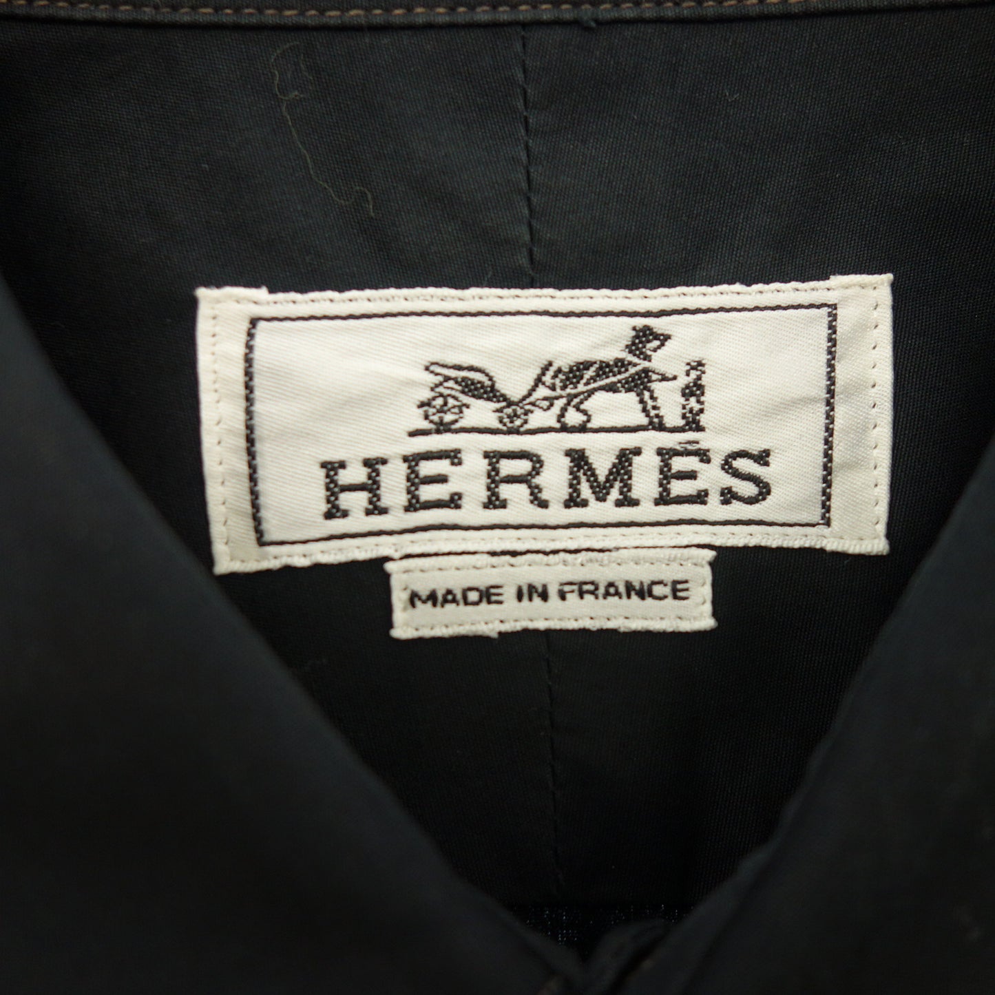 中古◆エルメス 長袖シャツ セリエボタン メンズ 黒 39 HERMES【AFB11】