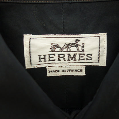 Used ◆Hermes long sleeve shirt serie button men's black 39 HERMES [AFB11] 