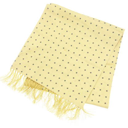 Good Condition◆Christian Dior Silk Scarf Dot Pattern Polka Dot Fringe Yellow Christian Dior [AFI21] 