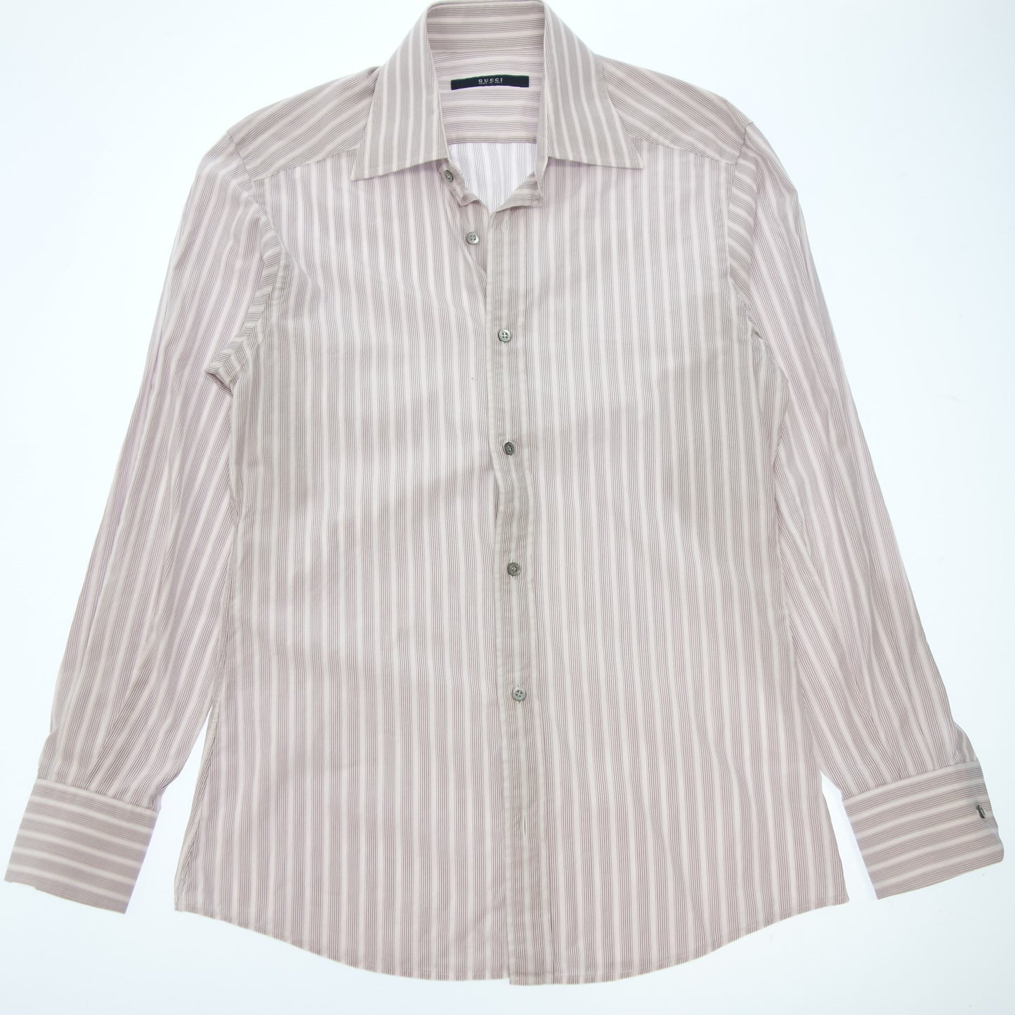 Good condition ◆ Gucci long sleeve shirt striped cotton men's 38 purple GUCCI [AFA20] 