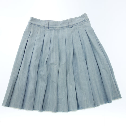 Miu Miu pleated skirt denim back logo ladies blue 42 MIUMIU [AFB26] [Used] 