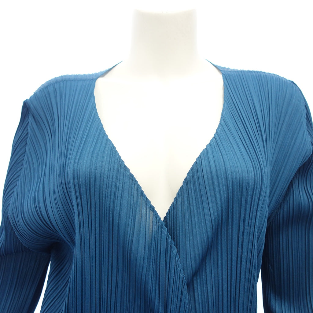 Very good condition ◆ Pleats Please Fringe Long Cardigan Women's Blue Size 2 PP71-JA793 PLEATS PLEASE [AFB29] 