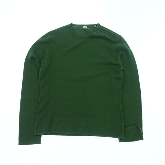 Good Condition◆Hermes Knit Sweater Shoulder Zip Cadena Women's M Green HERMES [AFB19] 