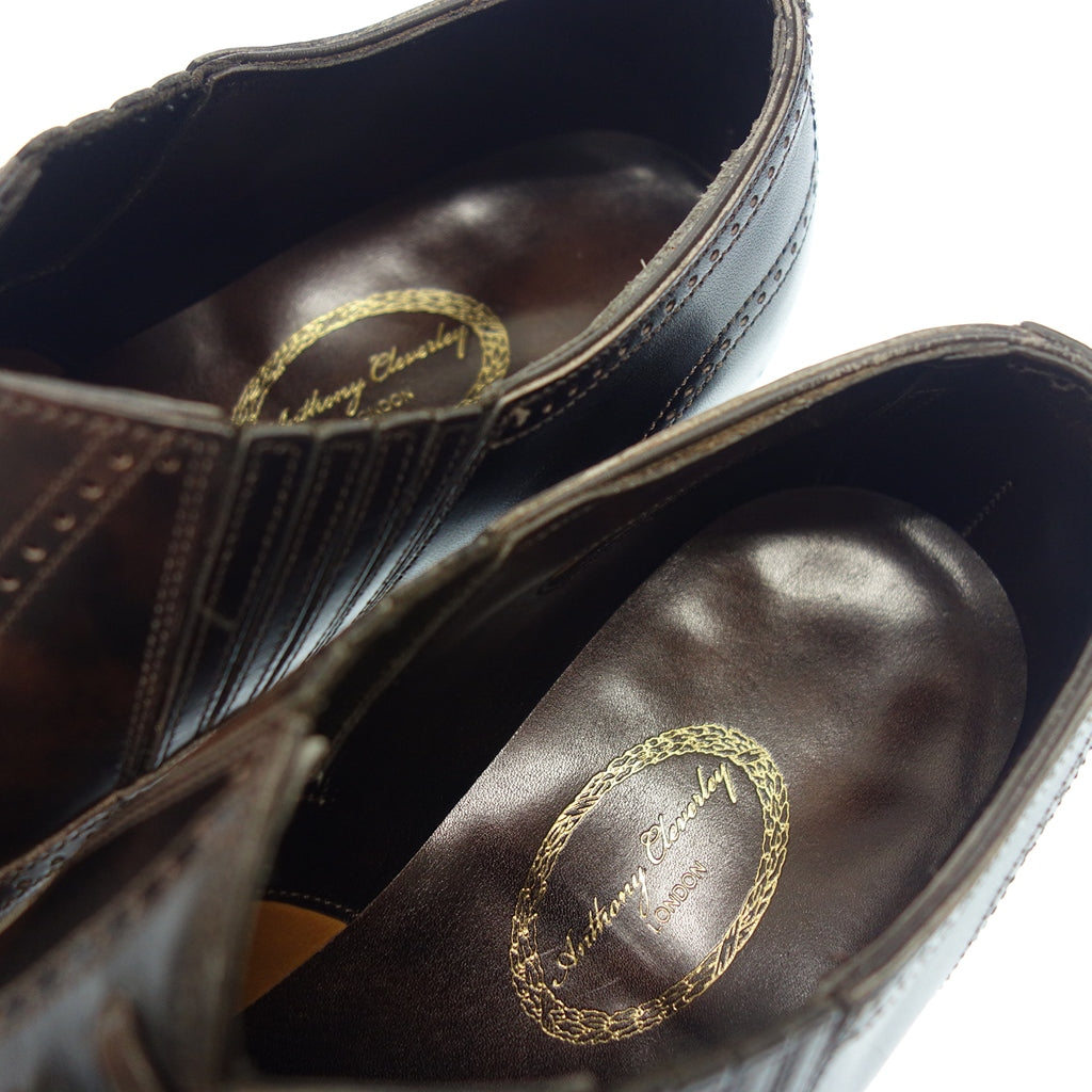 Good condition ◆ Anthony Cleverley Leather Shoes Side Elastic CHURCHILL Men's 6 Brown ANTHONY CLEVERLEY [LA] 