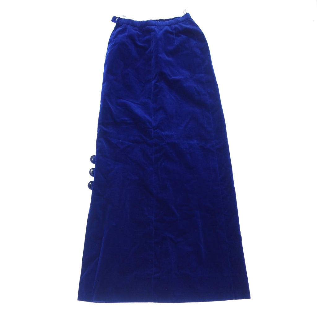 Good Condition◆Hermes Vintage Velor Long Skirt with Belt Women's 38 Blue HERMES [AFB1] 