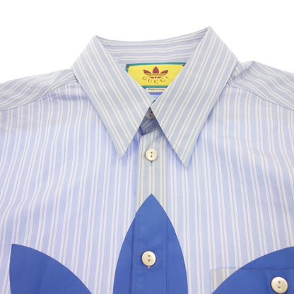 Good Condition ◆ Gucci x Adidas Shirt Cotton Striped Men's Blue Size 16 719889 GUCCI x ADIDAS [AFB50] 