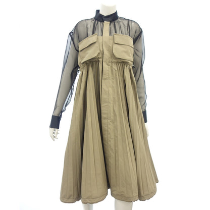 Good condition ◆ Sacai Dress Matte Taffeta Dress 23AW Polyester Women's Size 2 Khaki 23-06896 sacai [AFB45] 