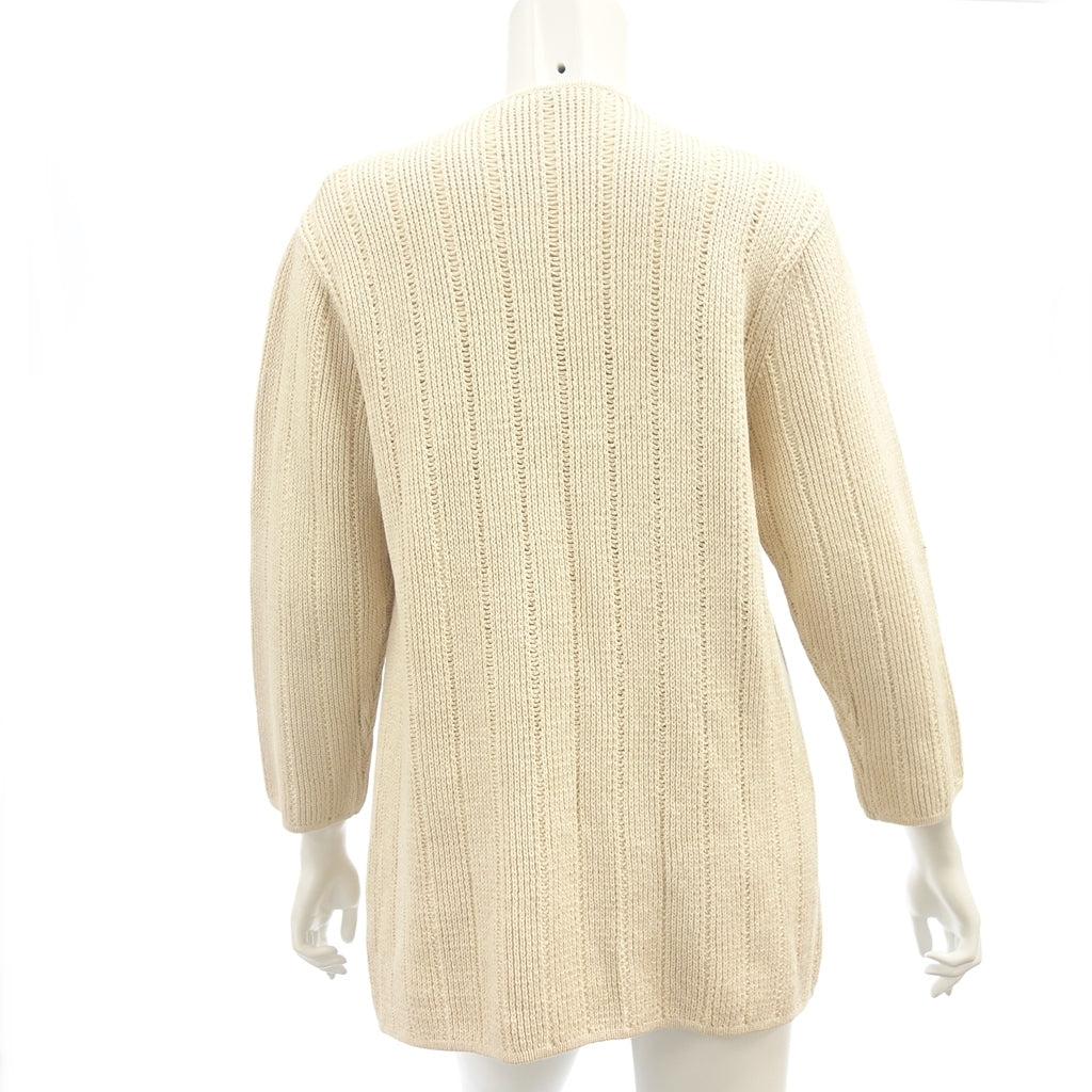 Good Condition◆Christian Dior Cotton Knit Cardigan Jacket Ladies Size M Beige Christian Dior [AFB39] 