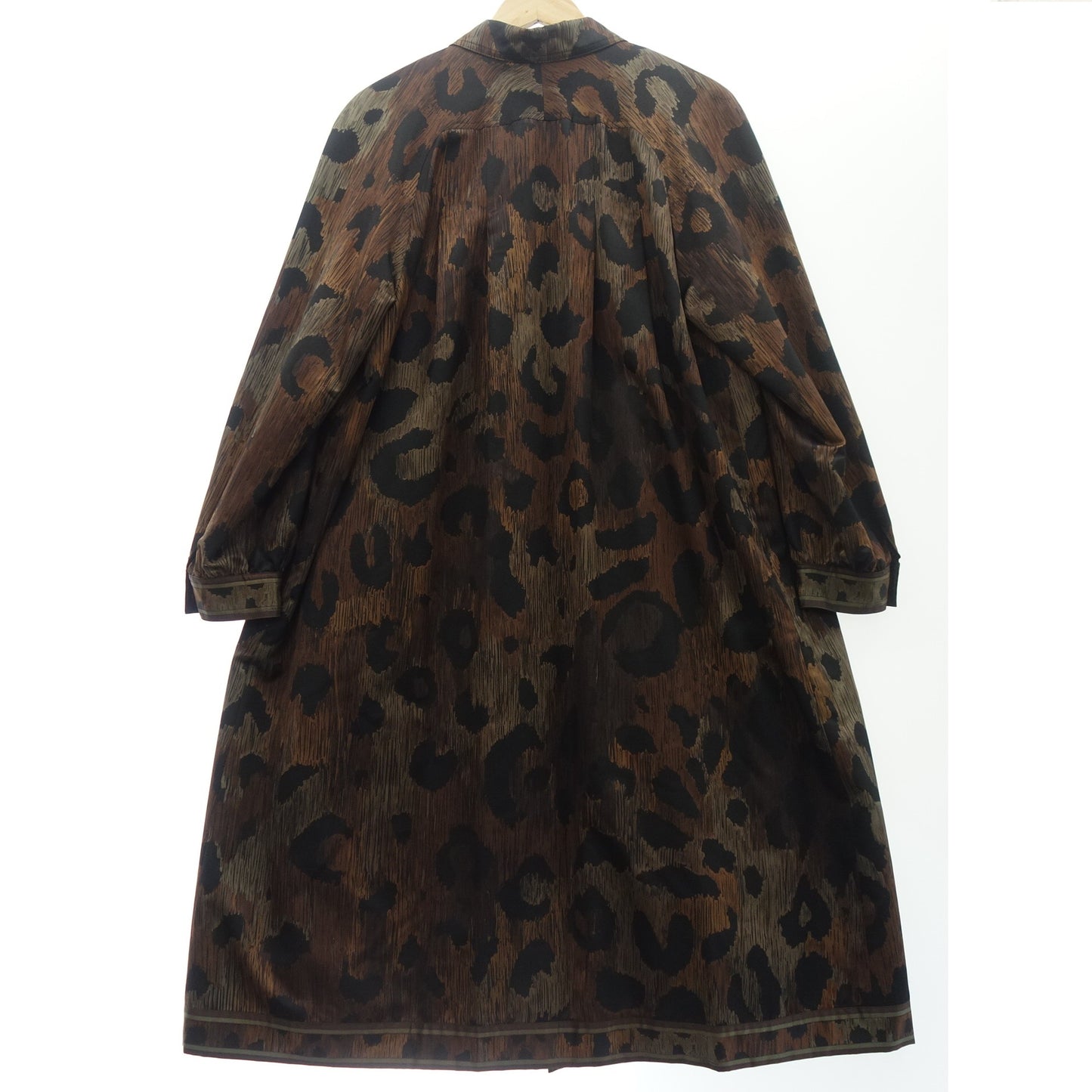 Good condition◆Leonard stainless steel collar coat leopard nylon with liner ladies brown 9AR LEONARD [AFA17] 