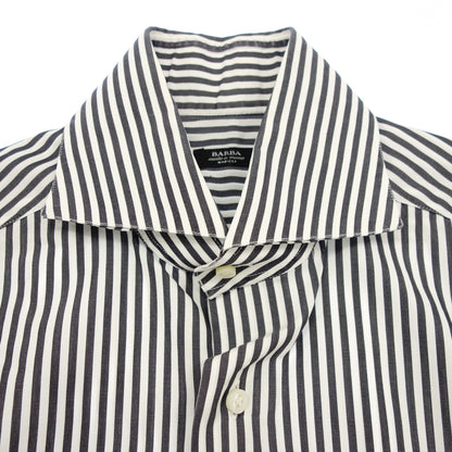 Good condition◆Barba long sleeve shirt cutaway striped men's size 37 gray BARBA [AFB6] 