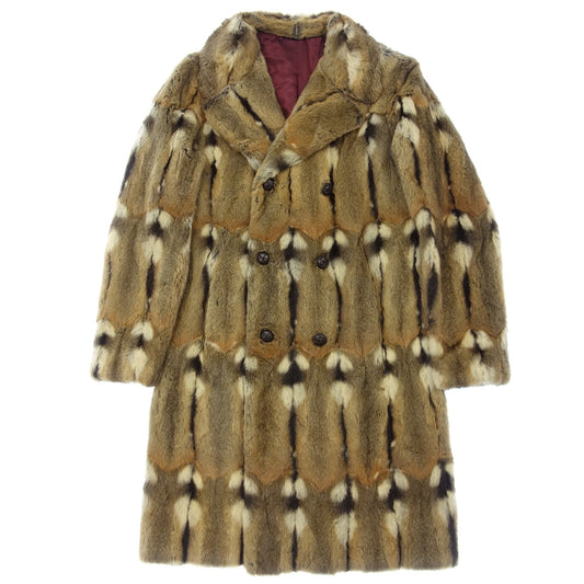 Like new ◆ Gucci Fur Long Coat Double Breasted Men's 44 Brown GUCCI [AFF21] 