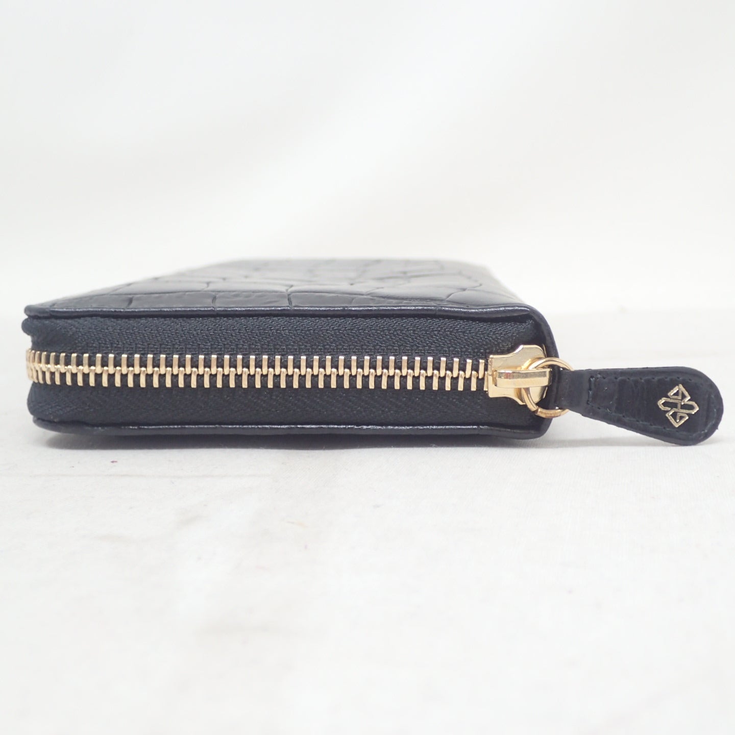 Like new ◆ Ettinger long wallet round zip crocodile embossed black ETTINGER [LA] 