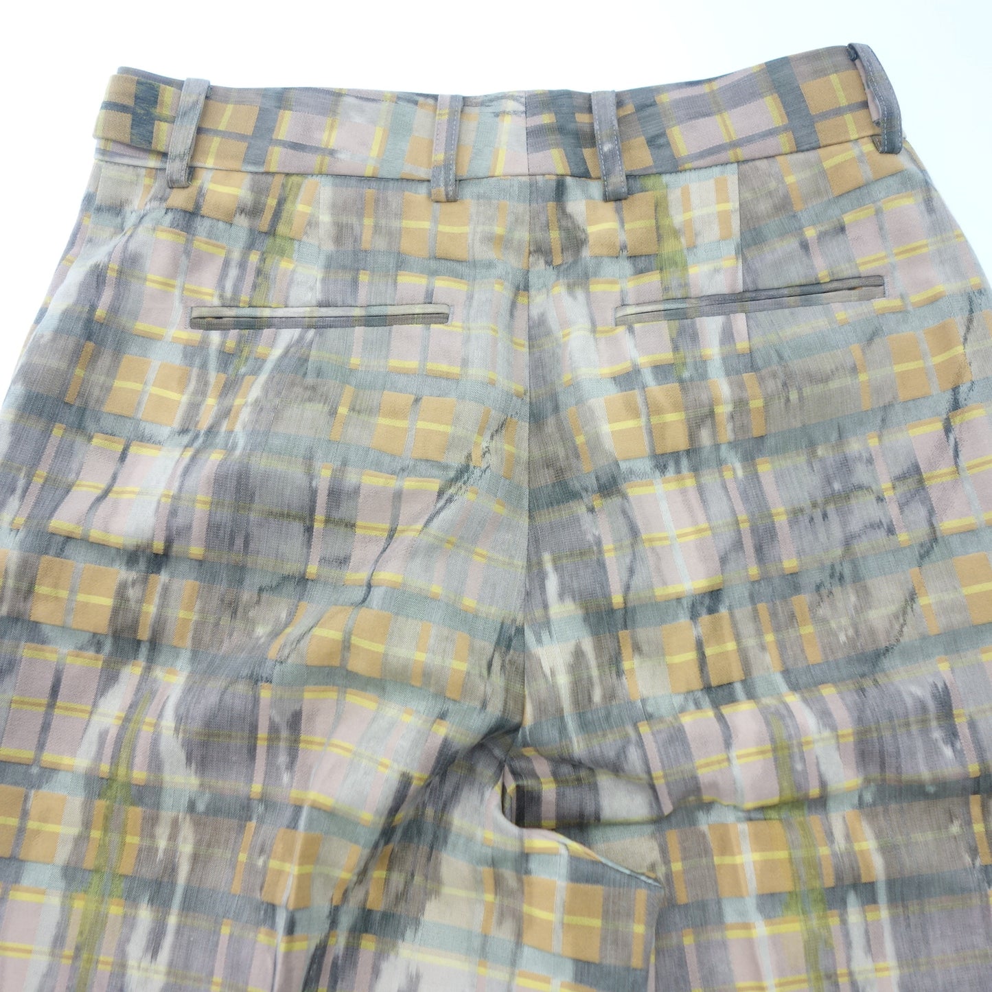 Good condition◆Cavan Camouflage Check Print Wide Pants Cotton Polyester Women's Yellow Size Unknown CABaN [AFB8] 