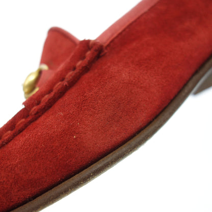 Good condition ◆ Gucci suede bit loafer slip-on with box ladies red size 35 GUCCI [AFD4] 