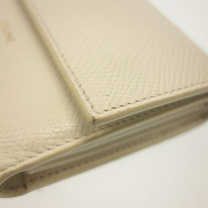 Used ◆CELINE trifold wallet compact wallet trifold gold hardware leather white CELINE [AFI8] 