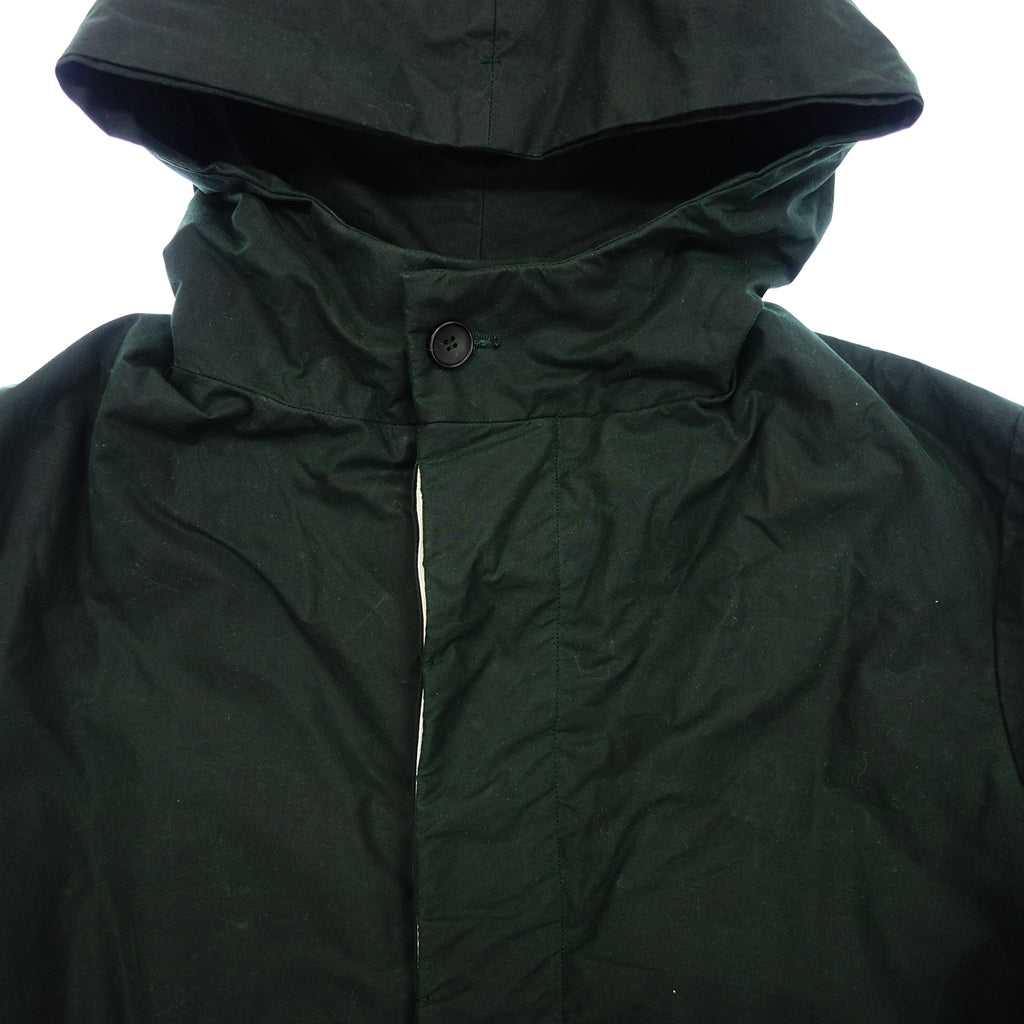 Good Condition ◆ Bergfabel Long Coat Oiled Cotton Hooded Men's Green Bergfabel [AFA9] 