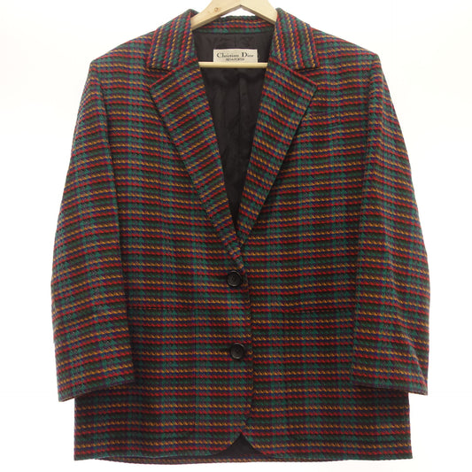 Good Condition ◆ Christian Dior Pret-a-Porter Tailored Jacket 2B Jacket Wool Check Vintage Ladies Multicolor M Christian Dior PretaPorter [AFB38] 