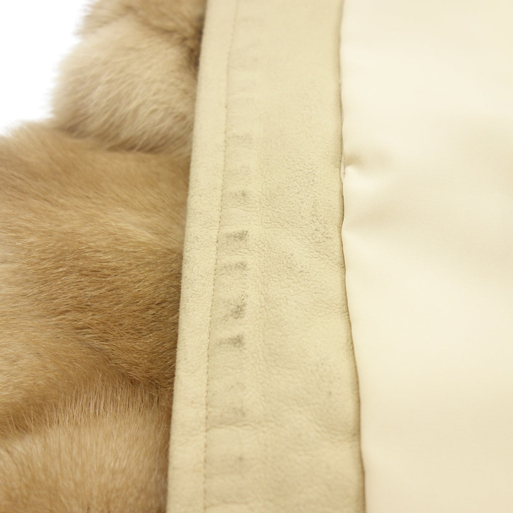 Good condition ◆ Lignaggio no collar jacket mink beige ladies size L LIGNAGGIO collezione [AFF19] 