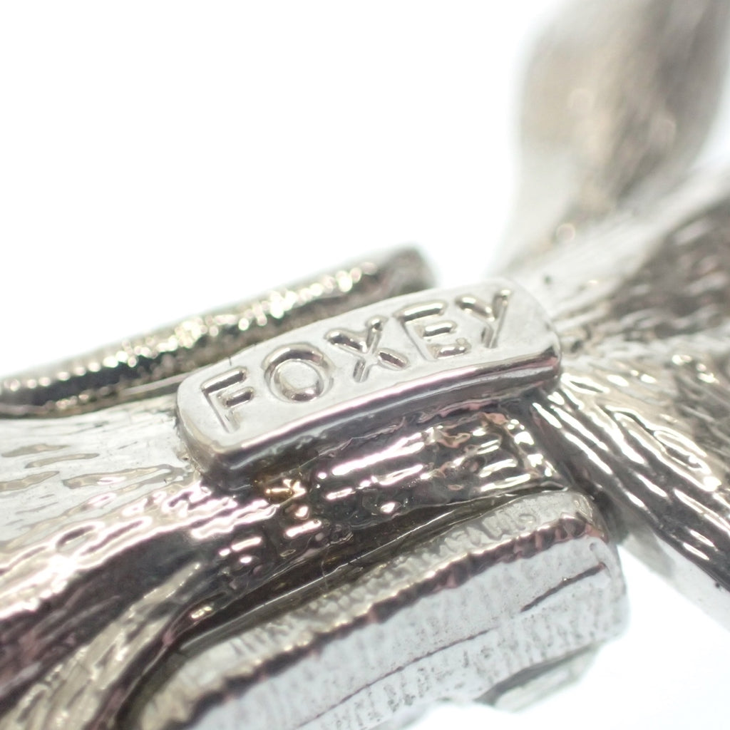 Good condition ◆ Foxy brooch rhinestone ribbon silver FOXEY [AFI16] 