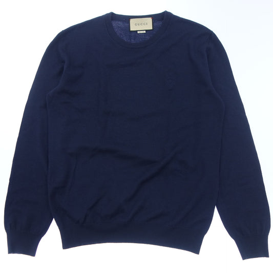 Gucci knit sweater emblem 438137 Blue Men's M GUCCI [AFB21] [Used] 